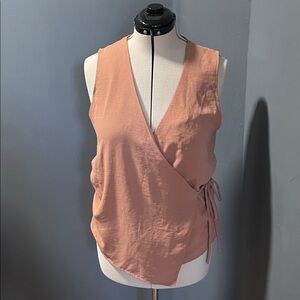 Zara Blush Pink Wrap Blouse Size-Large NWT